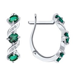 Серьги из белого золота с бриллиантами и изумрудами (Арт.52-220-00891-2)