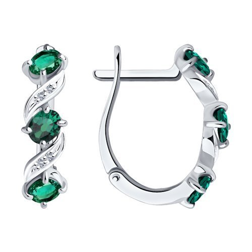 Серьги из белого золота с бриллиантами и изумрудами (Арт.52-220-00891-2)