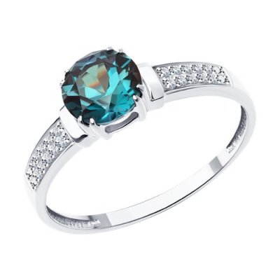 Кольцо из белого золота с александритом и бриллиантами «Иллюзия неба» SOKOLOV (арт.52-210-02350-1)