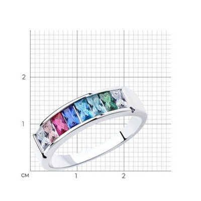 Кольцо из серебра с корундом и фианитами «Радуга чувств» SOKOLOV (арт.9401)