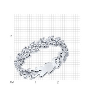 Кольцо серебряное с фианитами «Листья сияния» Соколов (арт.9401)