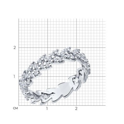 Кольцо серебряное с фианитами «Листья сияния» Соколов (арт.9401)