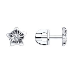 Серьги-пусеты из серебра с фианитами (Арт.94020528)