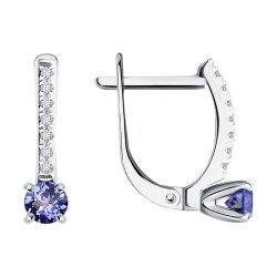 Серьги из белого золота с бриллиантами и танзанитами (Арт.6024286-3)