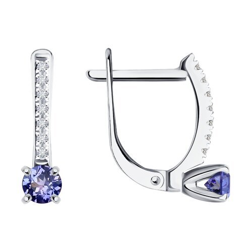 Серьги из белого золота с бриллиантами и танзанитами (Арт.6024286-3)