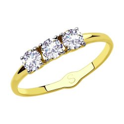 Кольцо из желтого золота с фианитами (Арт.017957-2)
