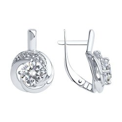 Серьги из серебра с фианитами (Арт.94023024)