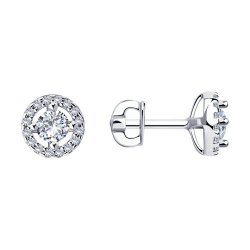 Серьги из серебра с фианитами (Арт.94024436)