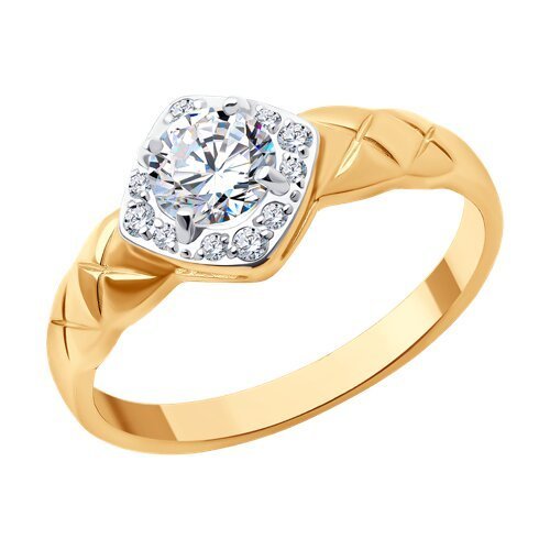 Кольцо из золота с фианитом «Искристая грань» Соколов (арт.019360)