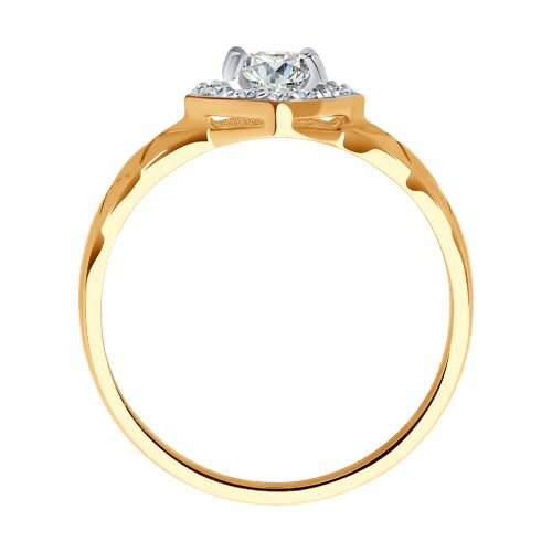 Кольцо из золота с фианитом «Искристая грань» Соколов (арт.019360)