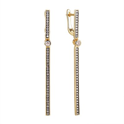 Серьги из серебра с фианитом (Арт.cz-e00634-x-lb-w-x-w)