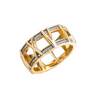 Кольцо с фианитом «Trendy Contrast» серебро 925 Fresh Jewelry (арт.CZ-R03996-X-LB-X-X-W)