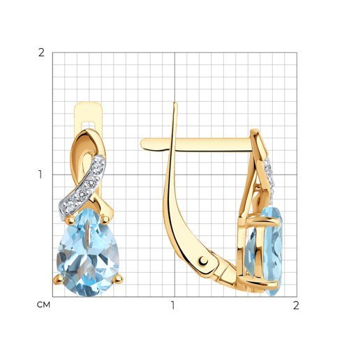 Серьги золотые пробы 585 с топазом (Арт.728097)