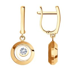 Серьги из золота с минеральным стеклом и фианитами (Арт.0200485)
