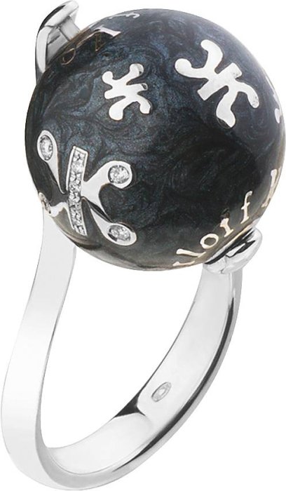 Кольцо из белого золота с бриллиантом и эмалью (Арт.a8158l12)