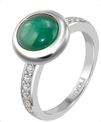 Кольцо из серебра с кошачим глазом и куб. цирконием (Арт.fgr-5-8-h-45-s)