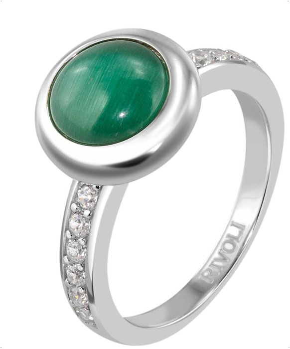 Кольцо из серебра с кошачим глазом и куб. цирконием (Арт.fgr-5-8-h-45-s)