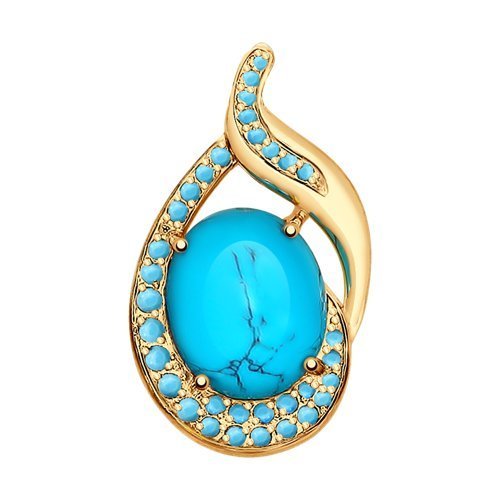 Подвеска золотая пробы 585 с бирюзой (Арт.731586)