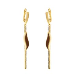 Серьги из серебра с керамикой и куб. цирконием (Арт.tc-e01010-br-l-x-x-w)