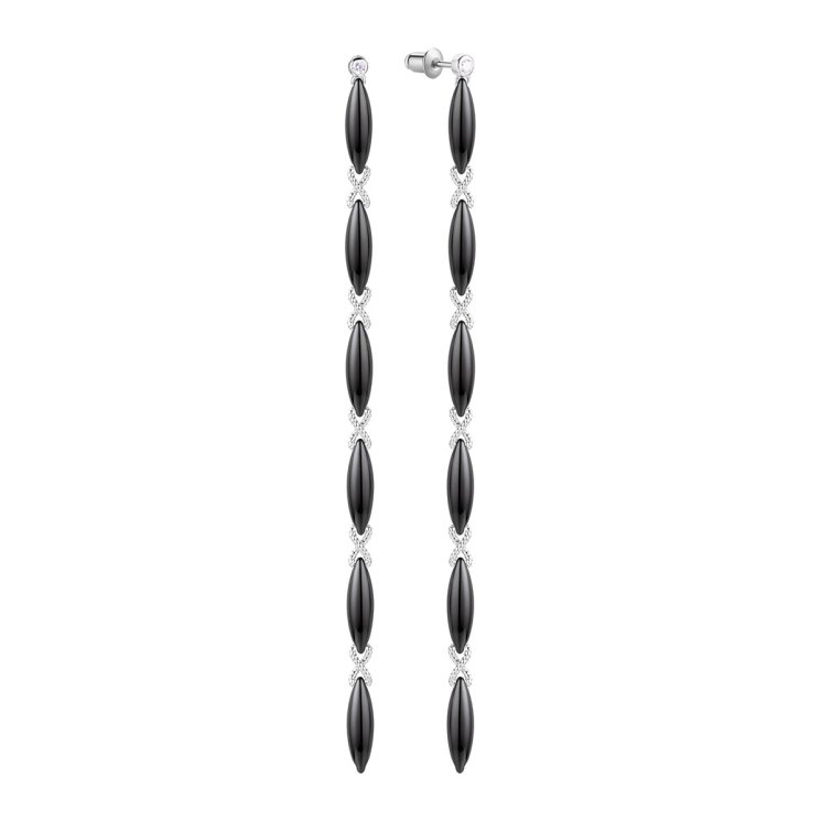 Серьги из серебра с керамикой и фианитом (Арт.tc-e02020-b-w-w-x-x)