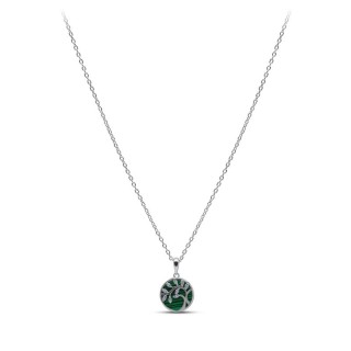 Ожерелье серебряное с малахитом и фианитами «Крылья жизни» Myjewels (арт.2511)