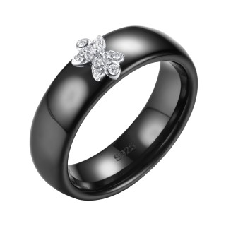 Кольцо с керамикой и фианитами «Black Butterfly» Fresh Jewelry (арт.00447)