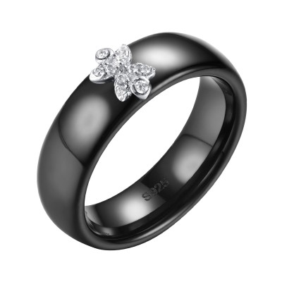 Кольцо с керамикой и фианитами «Black Butterfly» Fresh Jewelry (арт.00447)