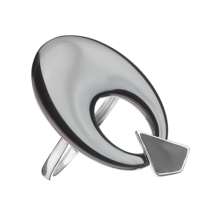 Кольцо из серебра с керамикой и эмалью (Арт.tc-r01116-b-w-x-b-x)