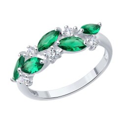Кольцо из серебра с ситаллами и фианитами (Арт.94-310-02173-2)