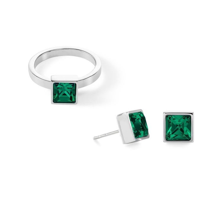 Кольцо с зеленым кристаллом Dark green-silver Coeur de Lion (арт.0500/40-0548 54)