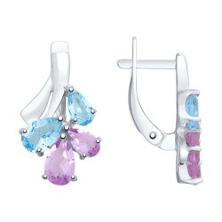Серьги из серебра с полудрагоценными вставками (Арт.92022082)