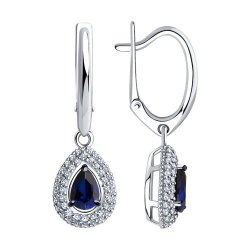 Серьги из белого золота с бриллиантами и сапфирами (Арт.2020995)