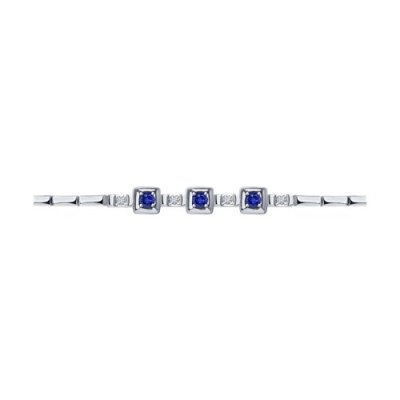 Браслет из белого золота с бриллиантами и сапфирами (Арт.2050063-3)