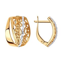Серьги из золочёного серебра с алмазной гранью (Арт.93-120-00638-1)