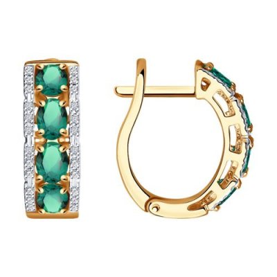 Серьги золото с бриллиантами и изумрудами «Изумрудный Шарм» SOKOLOV (арт.3020431)