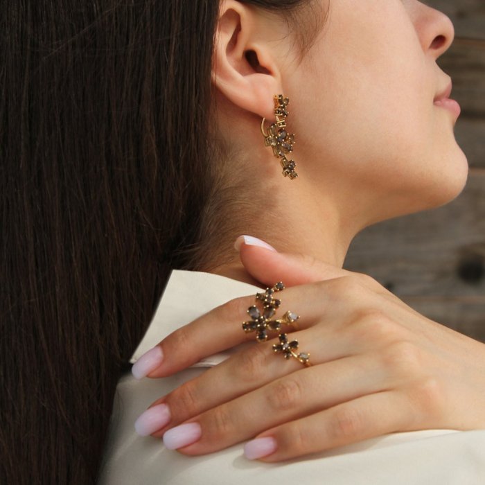 Серьги из золота с раухтопазом (Арт.re6958_sq_yg)