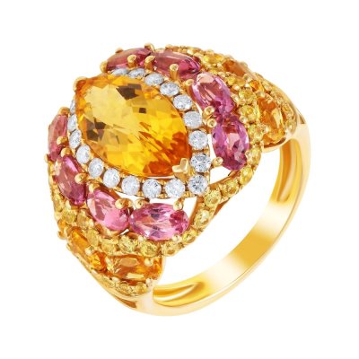 Кольцо из золота с бриллиантом и сапфиром (Арт.rg-33264_ys_ct_tu_yg)