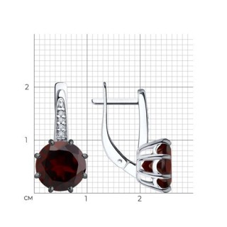 Серьги серебро с гранатом и фианитом «Винная Комета» SOKOLOV (арт.94-320-02040-1)