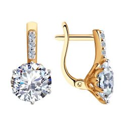 Серьги из золочёного серебра с фианитами (Арт.93022372)