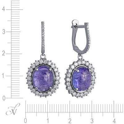 Серьги из белого золота с бриллиантом и танзанитом (Арт.864c10_sr_ta_wg)