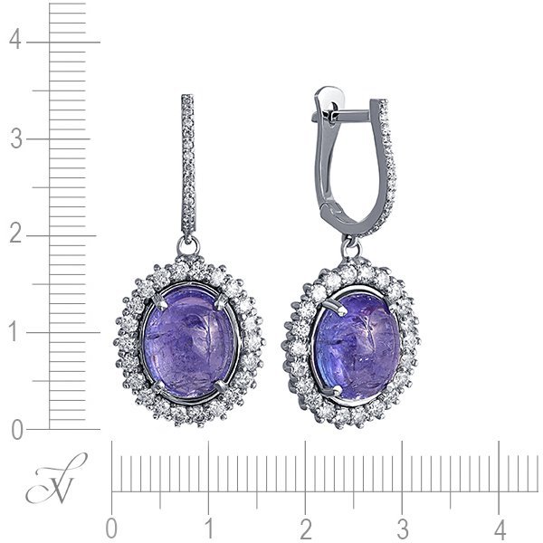 Серьги из белого золота с бриллиантом и танзанитом (Арт.864c10_sr_ta_wg)