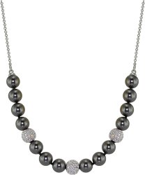 Ожерелье из серебра с жемчугом и кристаллом swarovski (Арт.213l-sk-31)