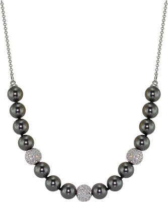 Ожерелье из серебра с жемчугом и куб. цирконием (Арт.213l-sk-31)