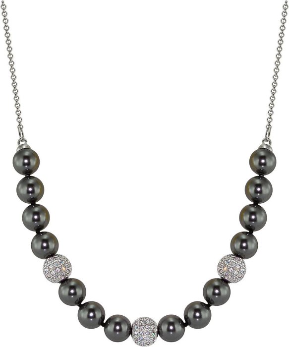 Ожерелье из серебра с жемчугом и куб. цирконием (Арт.213l-sk-31)