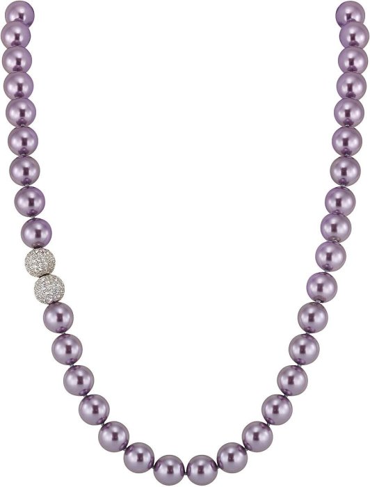 Ожерелье из серебра с жемчугом и куб. цирконием (Арт.5l-sk-16)