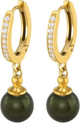 Серьги из серебра с жемчугом и кристаллом swarovski (Арт.aas-4-a-8-34-g)
