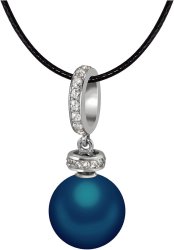 Кулон из серебра с жемчугом и кристаллом swarovski (Арт.abp-2-10-22-s)