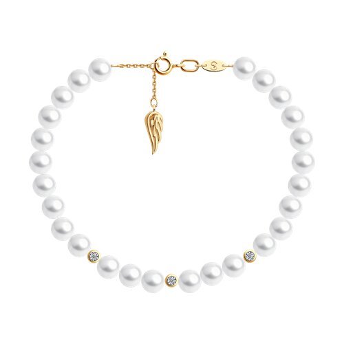 Браслет золотой пробы 585 с жемчугом (Арт.79-50007)