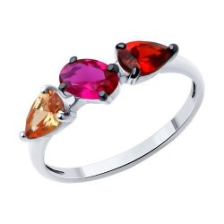 Кольцо из серебра с корундом и фианитами (Арт.94014135)