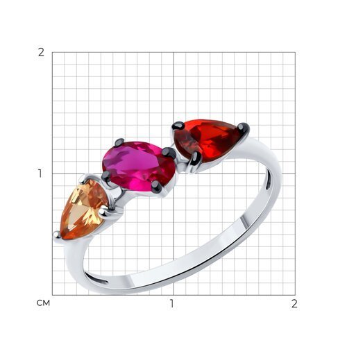 Кольцо из серебра с корундом и фианитами (Арт.94014135)